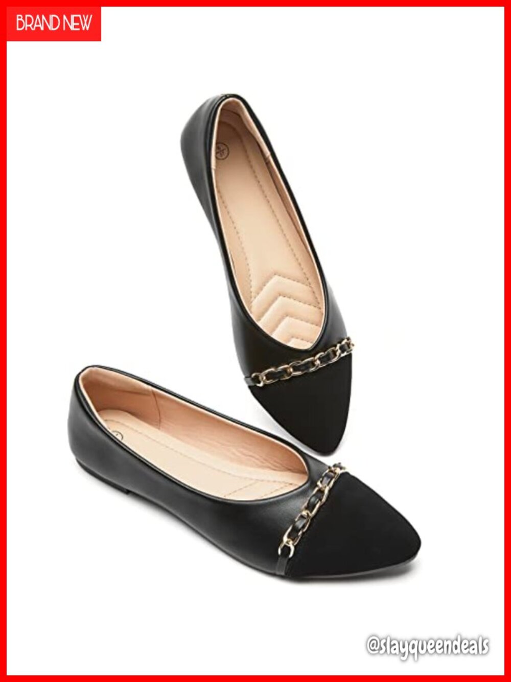 Faux Leather Pointed Toe Ballet Flats Memory Foam Comfort Dress Shoes